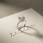 4.60CTW Cushion Lab Grown Diamond Aureline Pave Ring White