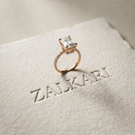 4.60CTW Emerald Lab Grown Diamond Velmora Pave Ring Rose Gold