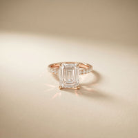 4.60CTW Emerald Lab Grown Diamond Velmora Pave Ring Rose Gold
