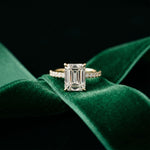 4.60CTW Emerald Lab Grown Diamond Velmora Pave Ring Gold