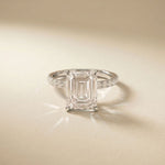 4.60CTW Emerald Lab Grown Diamond Velmora Pave Ring White