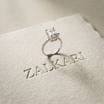 4.60CTW Emerald Lab Grown Diamond Velmora Pave Ring White