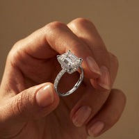 4.60CTW Emerald Lab Grown Diamond Velmora Pave Ring White