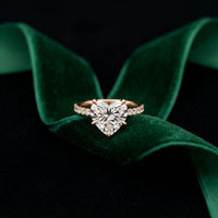 4.50CTW Heart Cut Lab Grown Diamond Rosavelle Pave Ring Rose Gold