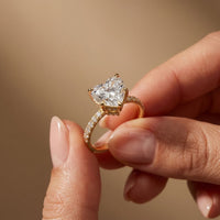 4.50CTW Heart Cut Lab Grown Diamond Rosavelle Pave Ring Gold