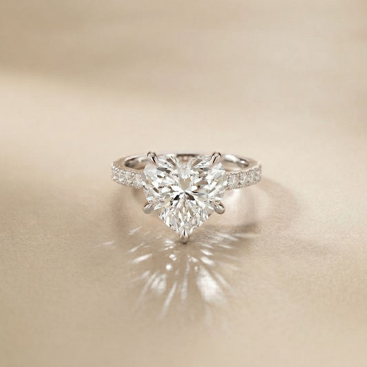 4.50CTW Heart Cut Lab Grown Diamond Rosavelle Pave Ring White