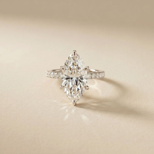 4.60CTW Marquise Cut Lab Grown Diamond Elvare Birthday Gift Ring