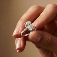 4.60CTW Pear Cut Lab Grown Diamond Veloura 18Kt Gold Ring White