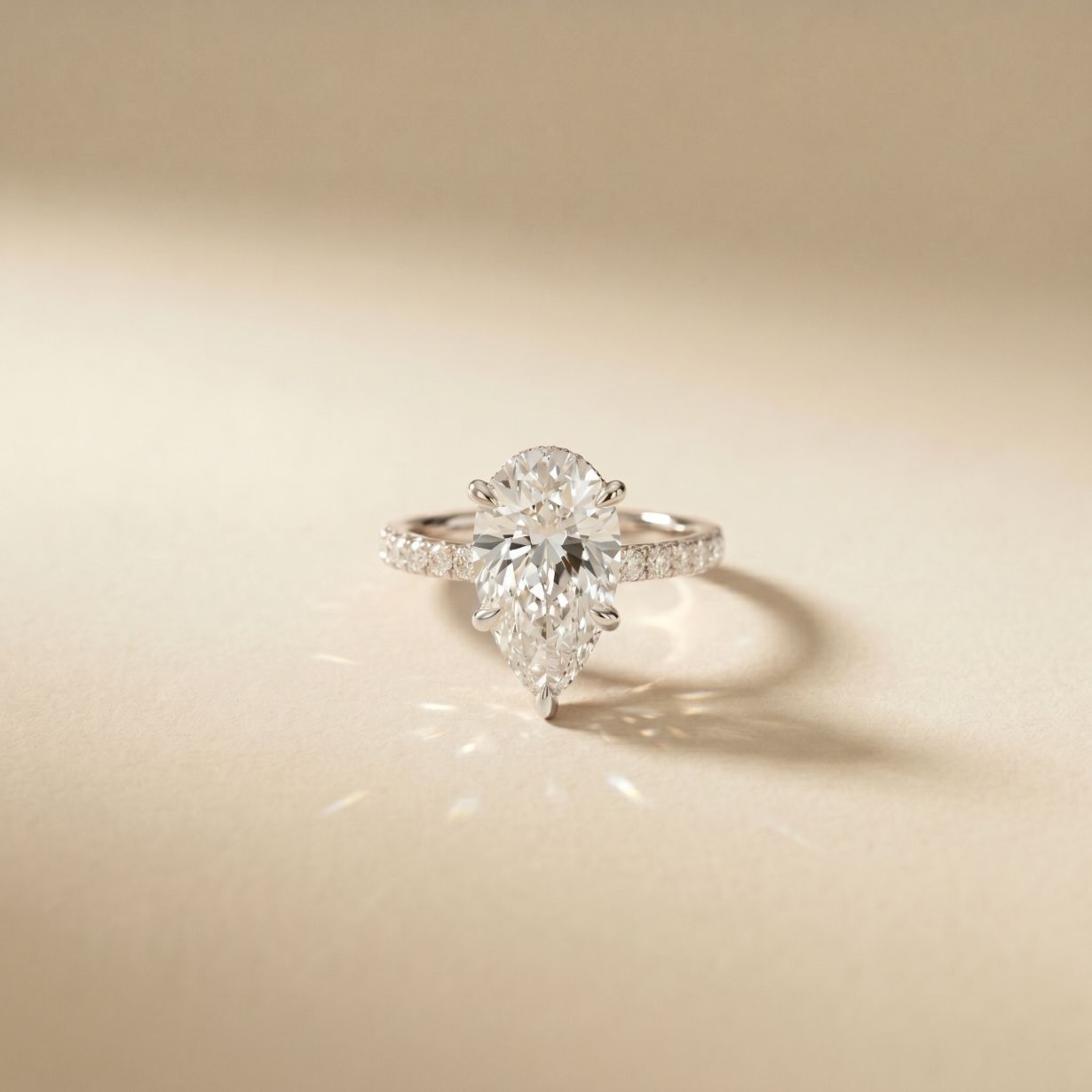 4.60CTW Pear Cut Lab Grown Diamond Veloura 18Kt Gold Ring White