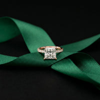 4.60CTW Princess Cut Lab Grown Diamond Seravelle Ring Rose Gold
