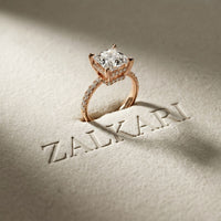 4.60CTW Princess Cut Lab Grown Diamond Seravelle Ring Rose Gold