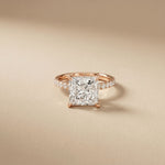 4.60CTW Princess Cut Lab Grown Diamond Seravelle Ring Rose Gold