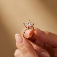 4.60CTW Princess Cut Lab Grown Diamond Seravelle Ring Rose Gold