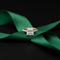 4.60CTW Princess Cut Lab Grown Diamond Seravelle Ring Gold