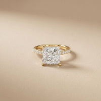 4.60CTW Princess Cut Lab Grown Diamond Seravelle Ring Gold