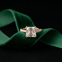 4.60CTW Asscher Lab Grown Diamond Lumiere Ring For Her Rose Gold