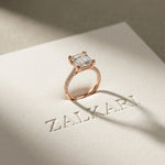 4.60CTW Asscher Lab Grown Diamond Lumiere Ring For Her Rose Gold