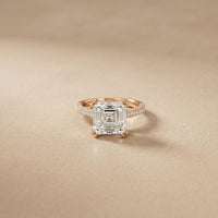 4.60CTW Asscher Lab Grown Diamond Lumiere Ring For Her Rose Gold