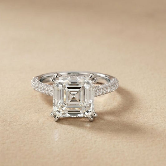 4.60CTW Asscher Lab Grown Diamond Lumiere Ring For Her