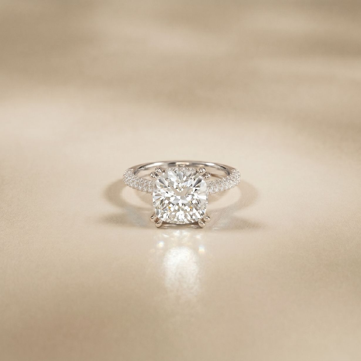 4.60CTW Cushion Lab Grown Diamond Seravelle Ring For Girls White