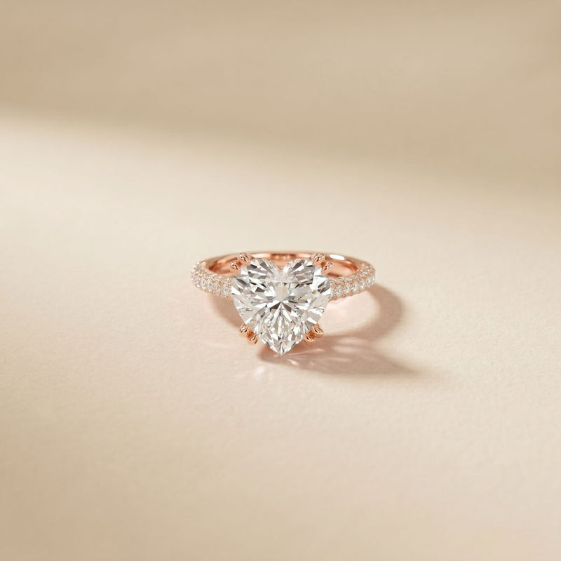 4.60CTW Heart Lab Grown Diamond Celestique Ring For Women Rose Gold