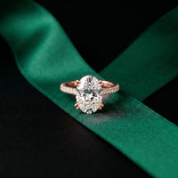 4.60CTW Oval Lab Grown Diamond Rosavelle Ring For Women Rose Gold