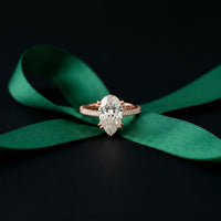 4.60CTW Pear Cut Lab Grown Diamond Serelisse Pavé Engagement Ring Rose Gold