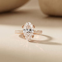 4.60CTW Pear Cut Lab Grown Diamond Serelisse Pavé Engagement Ring Rose Gold