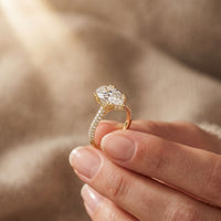 4.60CTW Pear Cut Lab Grown Diamond Serelisse Pavé Engagement Ring Gold