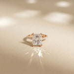 4.56CTW Radiant Lab Grown Diamond Celestique Duble Prong Ring Rose Gold