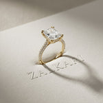 4.56CTW Radiant Lab Grown Diamond Celestique Duble Prong Ring Gold