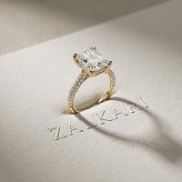 4.56CTW Radiant Lab Grown Diamond Celestique Duble Prong Ring Gold