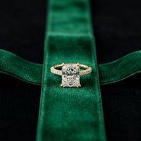 4.56CTW Radiant Lab Grown Diamond Celestique Duble Prong Ring Gold