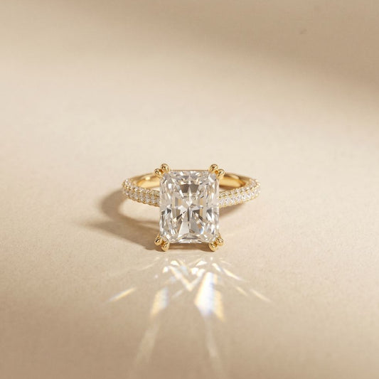 4.56CTW Radiant Lab Grown Diamond Celestique Duble Prong Ring
