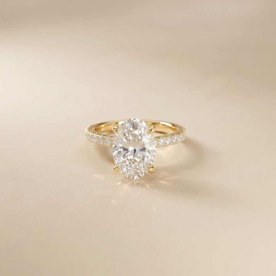 4.60CTW Oval Lab Grown Diamond Solitaire 4 Prongs Ring For Her Gold