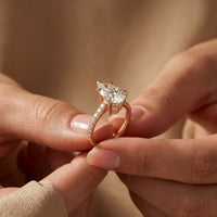 4.60CTW Pear Cut Lab Grown Diamond Evantelle Pavé Engagement Ring Rose Gold