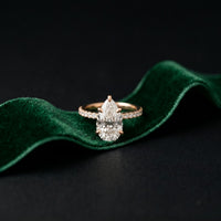 4.60CTW Pear Cut Lab Grown Diamond Evantelle Pavé Engagement Ring Rose Gold