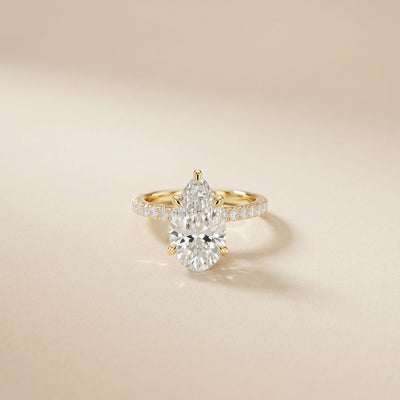 4.60CTW Pear Cut Lab Grown Diamond Evantelle Pavé Engagement Ring