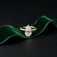 4.60CTW Pear Cut Lab Grown Diamond Evantelle Pavé Engagement Ring Gold