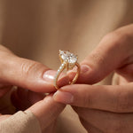 4.60CTW Pear Cut Lab Grown Diamond Evantelle Pavé Engagement Ring Gold