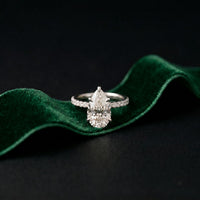 4.60CTW Pear Cut Lab Grown Diamond Evantelle Pavé Engagement Ring White