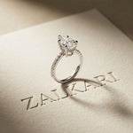 4.60CTW Pear Cut Lab Grown Diamond Evantelle Pavé Engagement Ring White