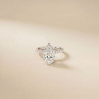4.60CTW Pear Cut Lab Grown Diamond Evantelle Pavé Engagement Ring White