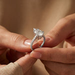 4.60CTW Pear Cut Lab Grown Diamond Evantelle Pavé Engagement Ring White