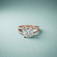 3.40CTW Cushion Cut Cathedral Pavé Lab Grown Diamond Engagement Ring For Women Rose Gold
