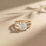 3.40CTW Cushion Cut Cathedral Pavé Lab Grown Diamond Engagement Ring For Women Rose Gold