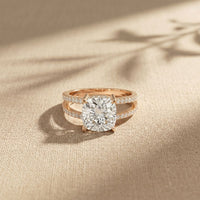 3.40CTW Cushion Cut Cathedral Pavé Lab Grown Diamond Engagement Ring For Women Rose Gold