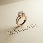 3.40CTW Cushion Cut Cathedral Pavé Lab Grown Diamond Engagement Ring For Women Rose Gold