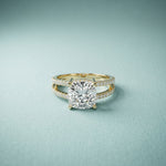 3.40CTW Cushion Cut Cathedral Pavé Lab Grown Diamond Engagement Ring For Women Gold