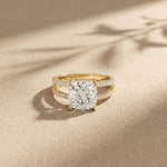 3.40CTW Cushion Cut Cathedral Pavé Lab Grown Diamond Engagement Ring For Women Gold
